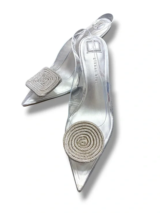 💎 Gianni Bini Clear Rhinestone Heels Size 8 Cinderella Pointed Toe Pumps - Picture 1 of 17